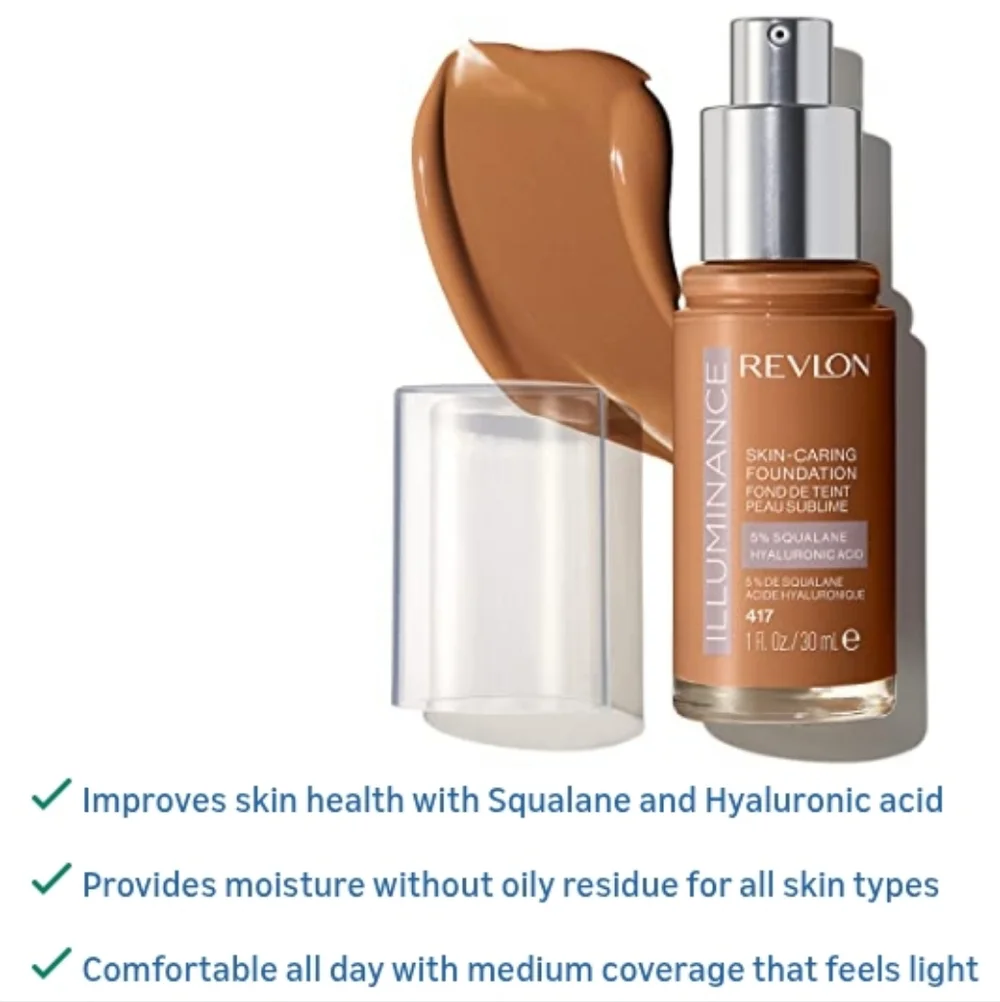 Revlon Skin-Caring Foundation - Warm Caramel 417 Medium Coverage Hydrating Boho